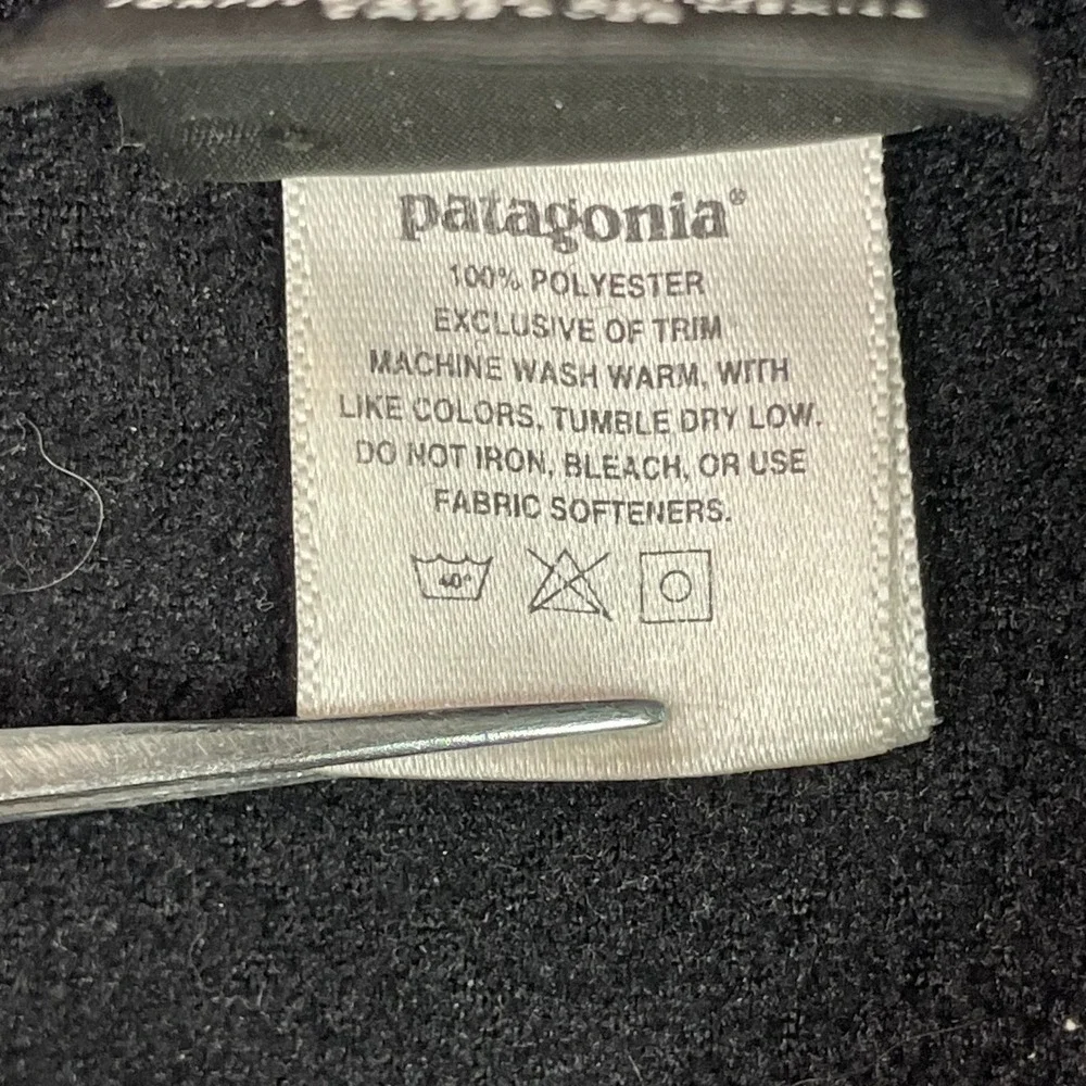 Patagonia Capilene Pullover Mens Large Black Quarter Zip Fleece Base Layer Hole